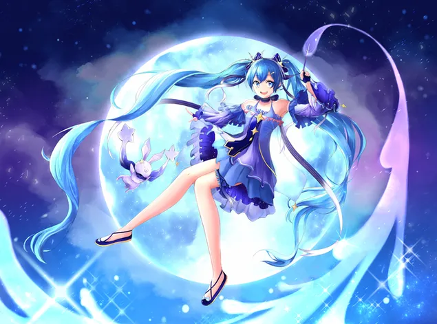 Vocaloid - Bulan Indah Hatsune Miku 2K wallpaper