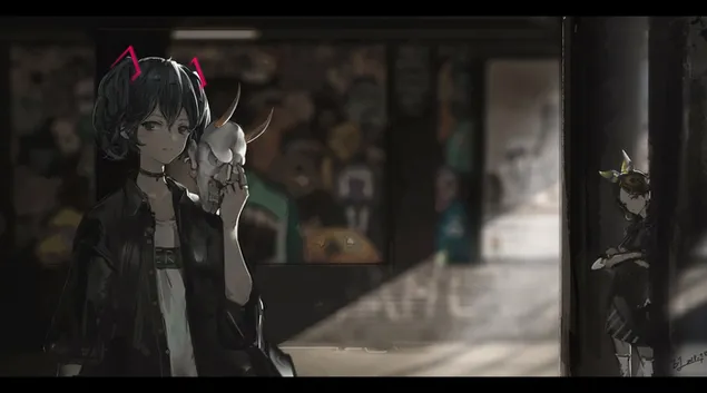 Vocaloid - Hatsune Miku Demon Mask 4K טפט