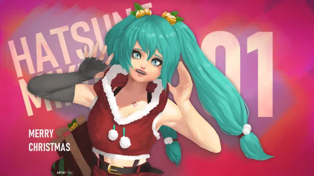 Vocaloid - Hatsune Miku Selamat Hari Krismas 2K kertas dinding