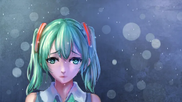Taustpilt Vocaloid - Hatsune Miku Raining HD