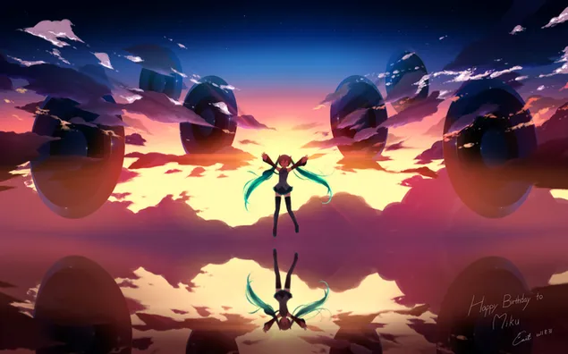 Вокалоид - Хатсуне Мику Скај HD тапет