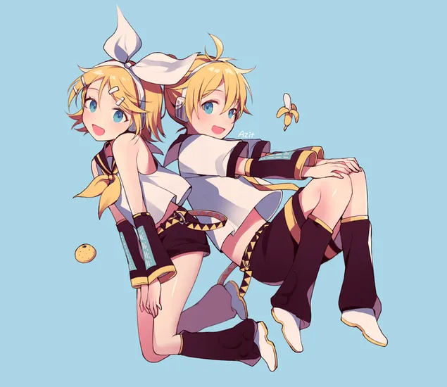 Vocaloid - Rin Kagamine i Len Kagamine 2K tapeta