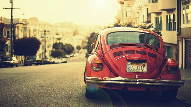 Volkswagen red vintage car download