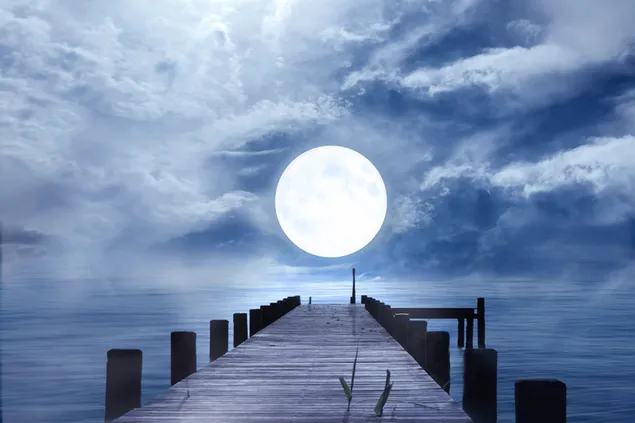volle maan op de pier