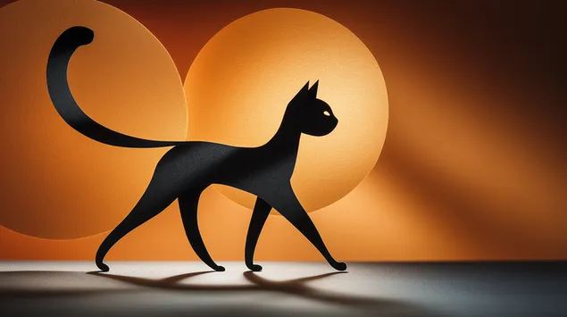 muat turun siluet kucing berjalan dalam gaya potongan kertas
