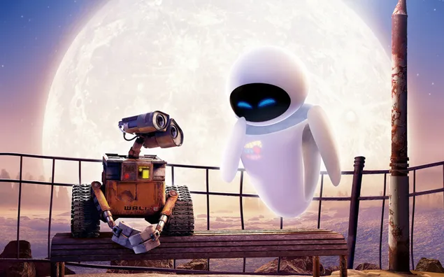 Wall-E dan Eva 4K kertas dinding