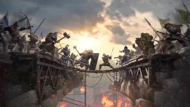 Warhaven 게임 다리 전투 4K 배경화면