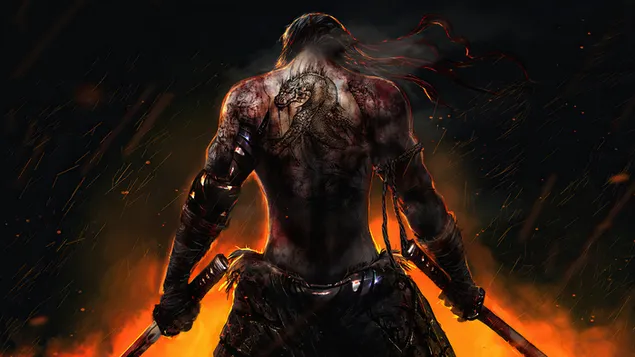 Warrior Back Tattoo 4K wallpaper download