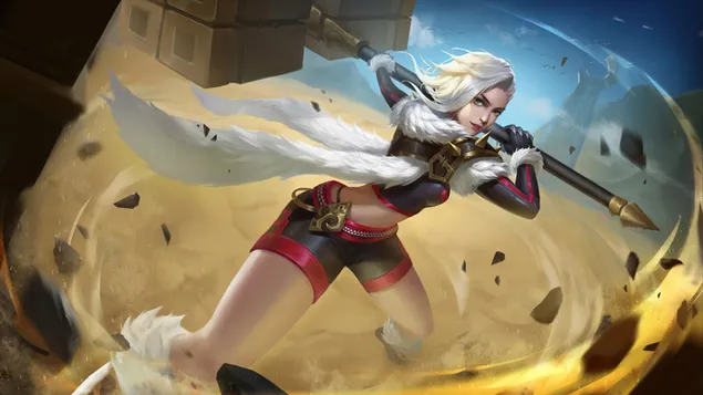 Warrior Girl Hammer Art 4K Tapeten