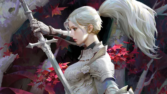 Garota Guerreira Cavaleiro 4K papel de parede