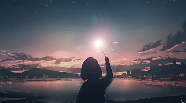 Sonnenënnergang bei Lake kucken 4K Tapeten