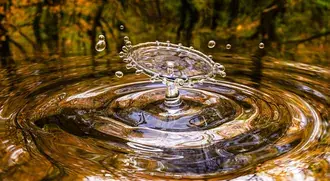 water drop falling into abstract lake 4K wallpaper