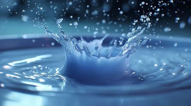 Wassertropfenspritzer in abstrakter Flüssigkeit 2K Hintergrundbild