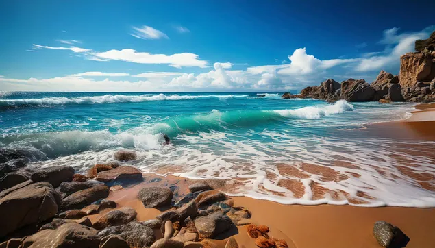 Pantai Ombak 2K kertas dinding