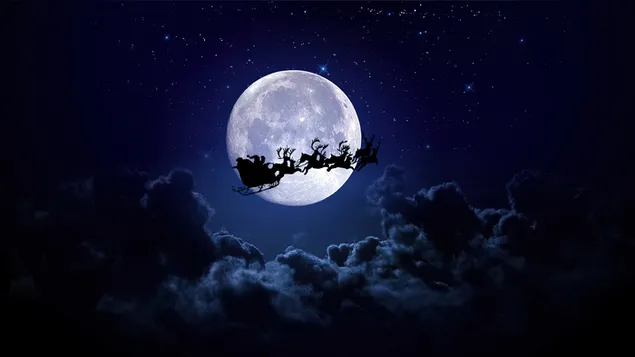 Weihnachtsmann mit fliegendem Rentierschlitten herunterladen