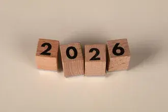 welcome new year 2026 wooden design