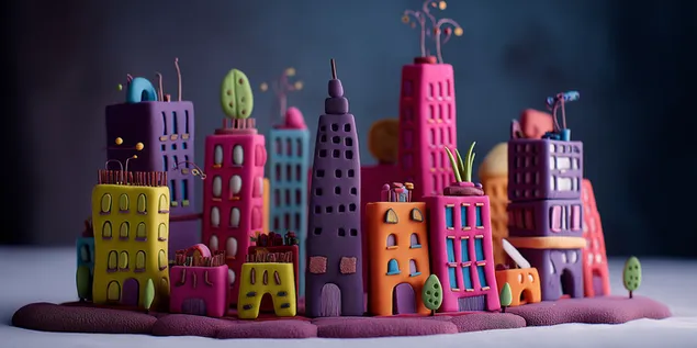 maquette de ville fantaisiste construite avec des materiaux de jeu sculptes telechargement