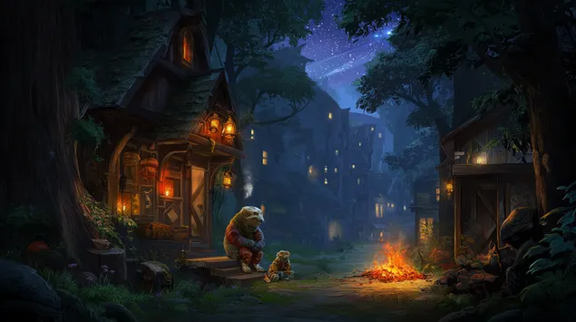 Cabana del bosc capritxosa 2K fons de pantalla