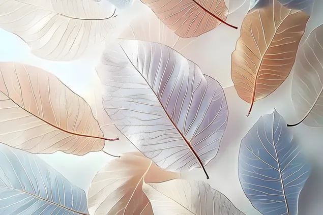 Whispers of Nature: Modele elegante të gjetheve 2K sfond