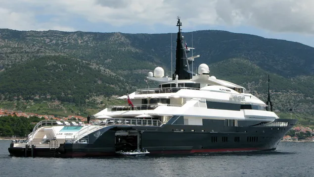Hvid og sort moderne ultra luksus yacht download