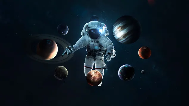 Weißer Astronautenanzug 2K Hintergrundbild