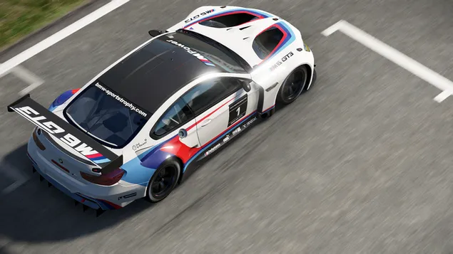 Hvid BMW M6 sportsvogn på racerbanen download