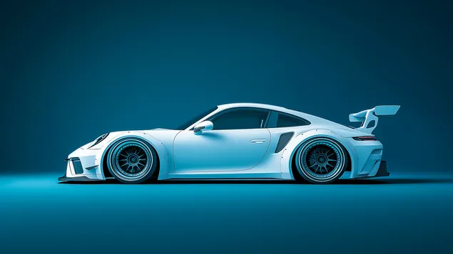 Kereta Putih Berlatar Belakang Biru Tua 2K kertas dinding