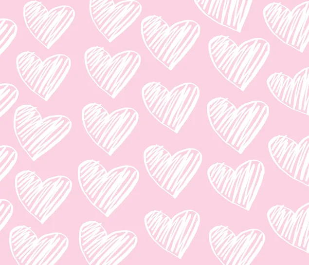 white hearts with pink background 2K wallpaper