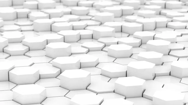 White hexagonal tiles platform 4K wallpaper