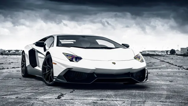 Hvid Lamborghini Aventador sportsvogn download