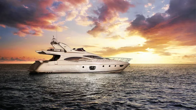 White luxury yacht at sunset download