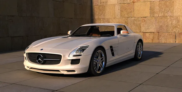 Білий спортивний автомобіль Mercedes sls завантажити
