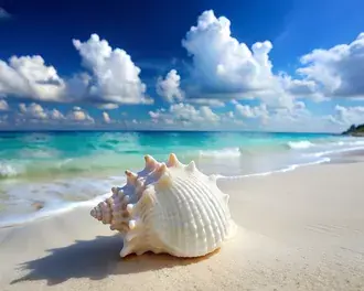 white seashell on a caribbean beach download