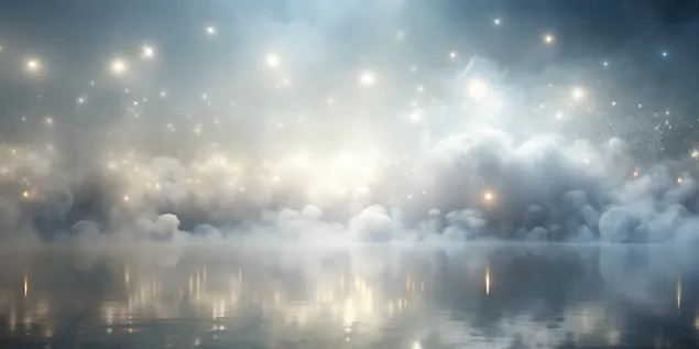 Degradado de blanco a plateado con niebla brillante para una atmósfera etérea futurista 4K fondo de pantalla