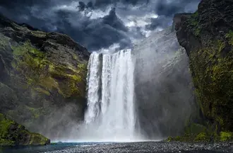 white waterfall in stormy weather download