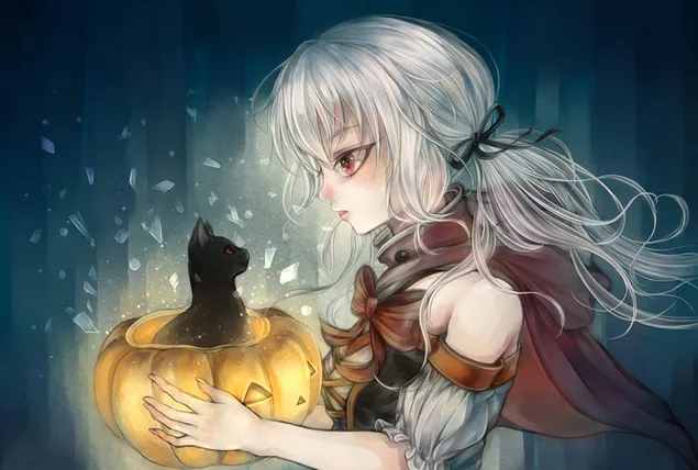 Witte heks en haar zwarte kat