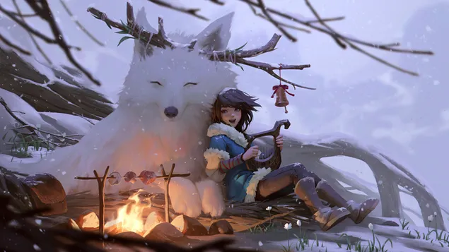 Фантазия Белого Волка 4K обои