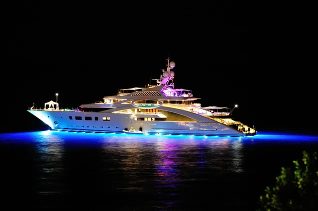 White Yacht with Lights download