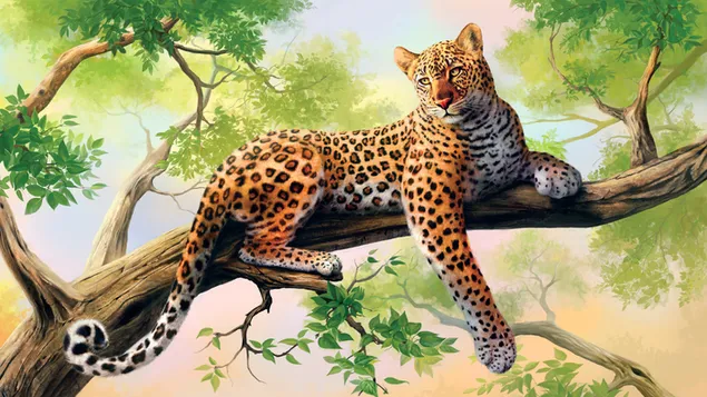 Wilde Leopardenmalerei 2K Hintergrundbild