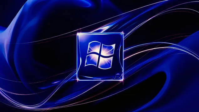 Koyu mavi soyut bir arka plan üzerinde Windows 11 Masaüstü Arka Planı HD duvar kağıdı