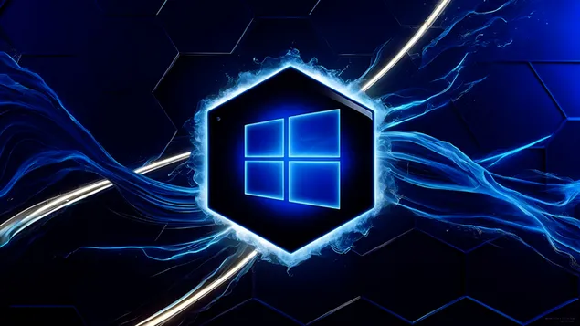 windows 11 logotip u plavom sesterokutu, apstraktnog dizajna preuzmi