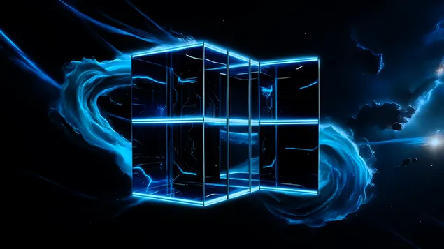 Logoja e Windows 11 në një sfond të errët abstrakt HD sfond