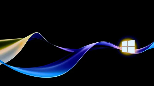 windows 11 logotip na zlatnom i plavom talasu koji tece preuzmi