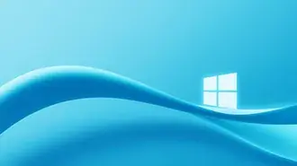 Tapeta Logo Windows 11 na pozadí modrozelené vlny 4K