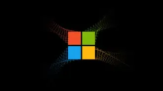 Windows 로고 검정색 배경 8K 배경화면
