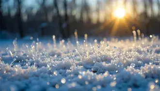 winter frost glistens under golden sunrise light download
