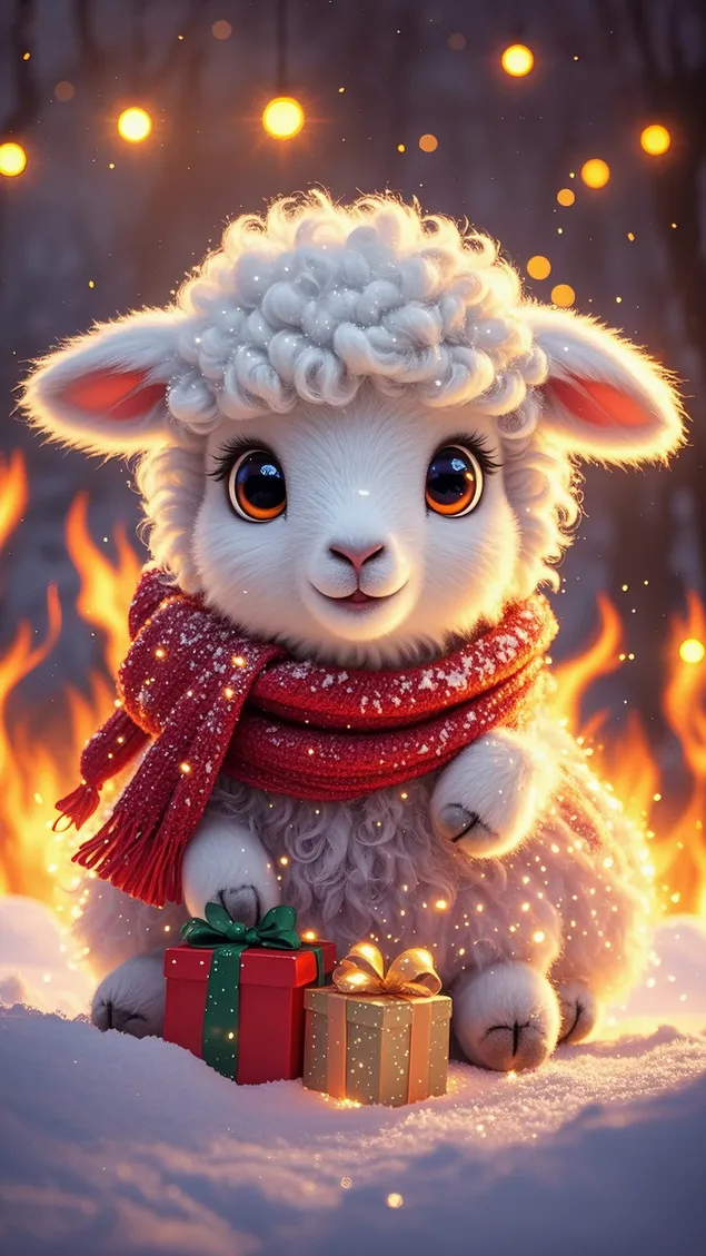 Vinter lamm i snö HD bakgrund