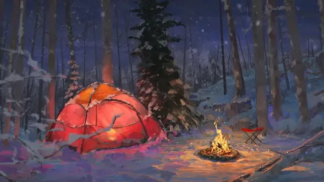 Winternacht kamperen