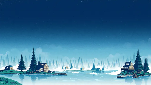 Hình nền Phong cảnh Mùa đông Tối giản 4K