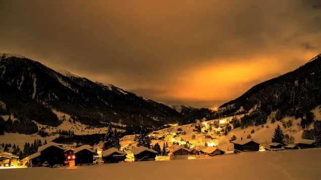 Puesta de sol de invierno en Suiza HD fondo de pantalla
